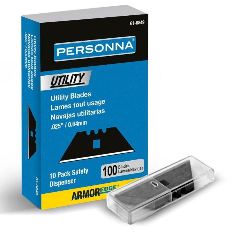 Traxx - Lames utilitaires Personna .25" HD bleues à 3 encoches (paquet de 100)