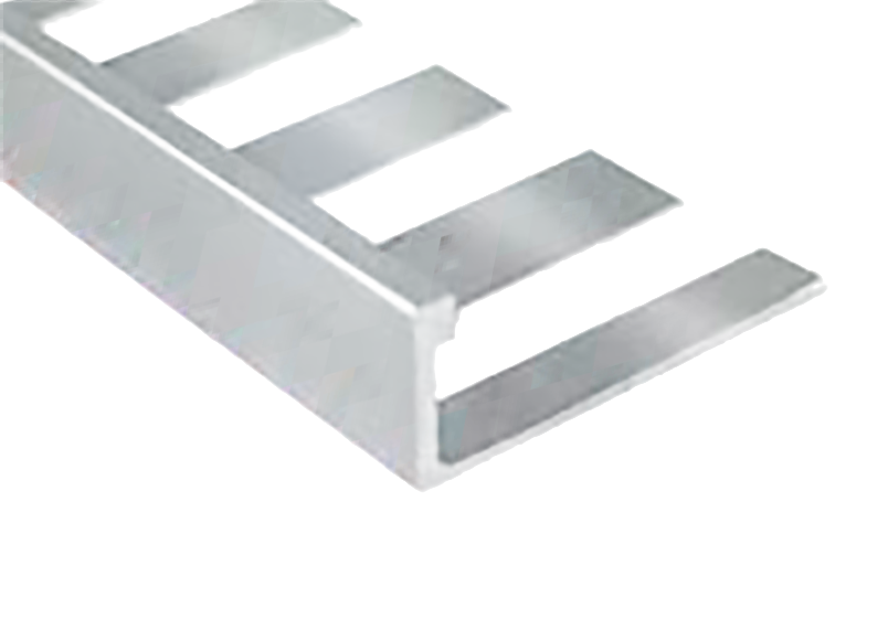 Prova - Bordure de tuile plate Contour en aluminium anodisé satiné clair 1/4" x 8'