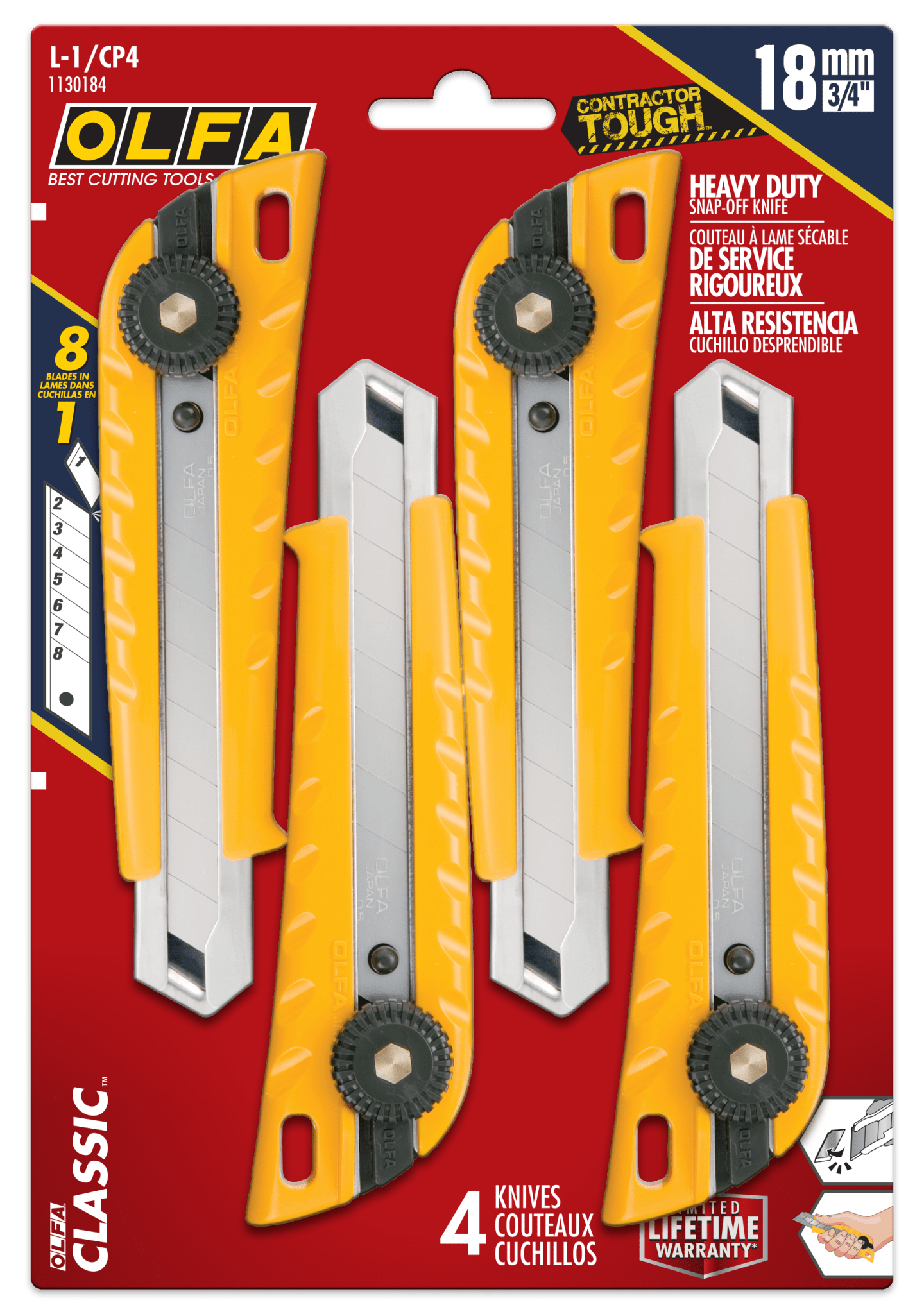 Couteau Olfa Modele L1 (Paquet de 4) ||1130184 - Ceramed