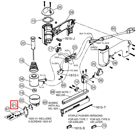 Crain - Guide frontal et vis pour no. 625