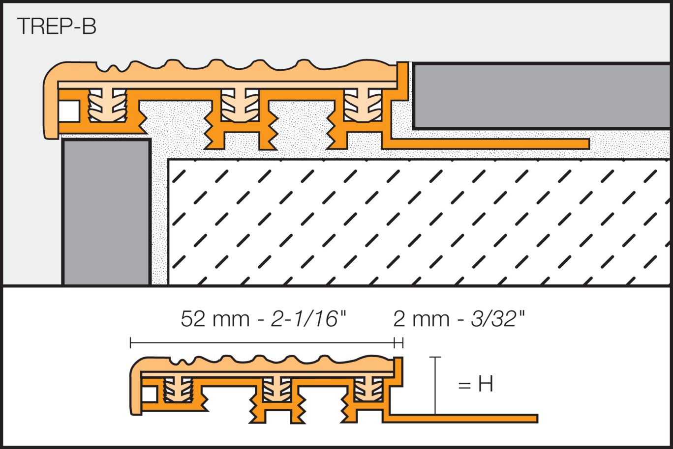 Schluter - Trep-B 3/8 Alum 2-1/8 Insert Jaune ||CG10B