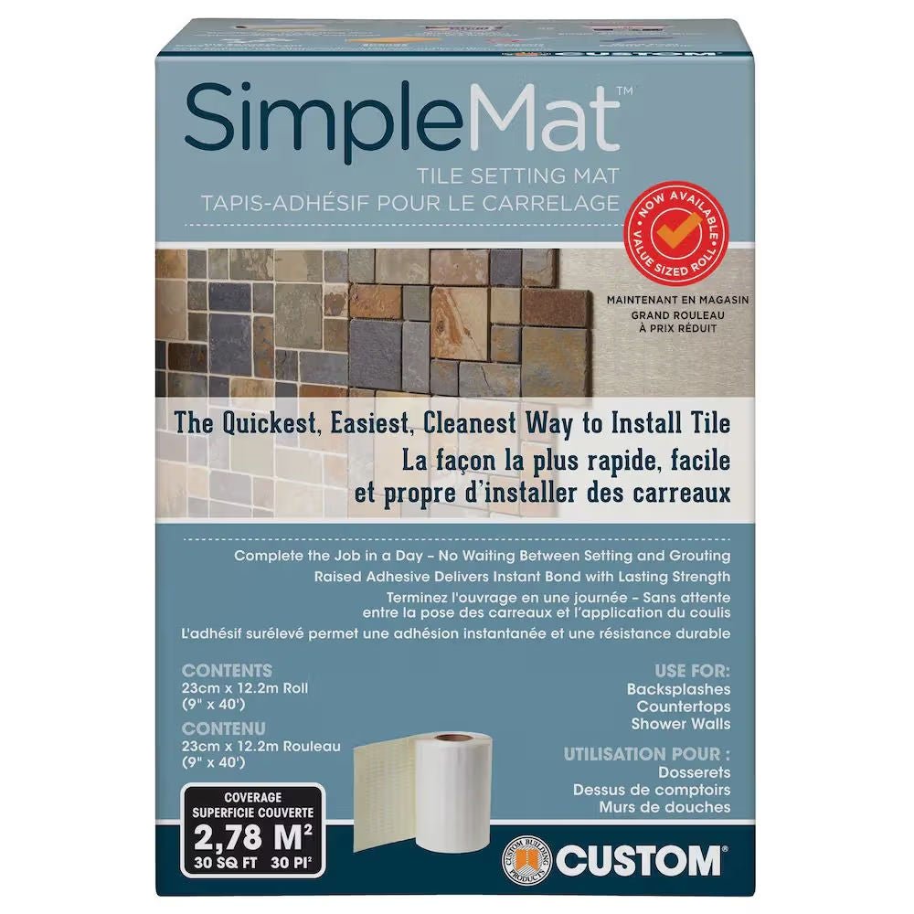 Custom Building Products - Tapis adhésif de pose de carreaux SimpleMat 9" x 40' (30 pi²) ||CSMCR30 - Ceramed