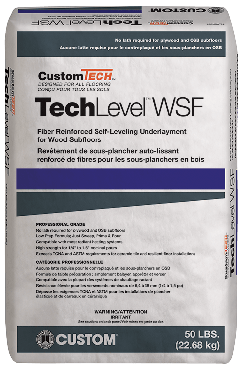 CustomTech - Sous-couche autonivelante renforcée de fibres pour les sous-planchers en bois TechLevel WSF 50 lb