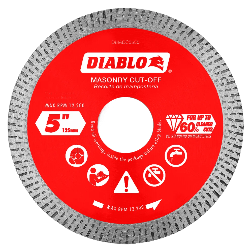 Diablo - Disques à tronçonner diamantés à jante continue pour la maçonnerie 5"