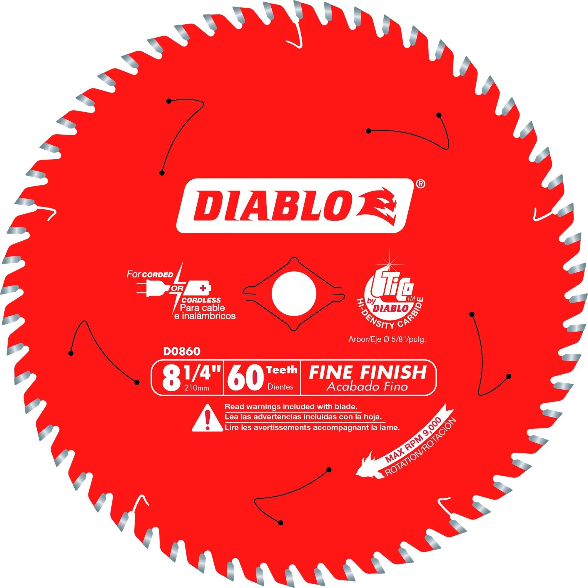 Diablo - Lame à finition fine pour banc de scie 60 dents 8-1/4"