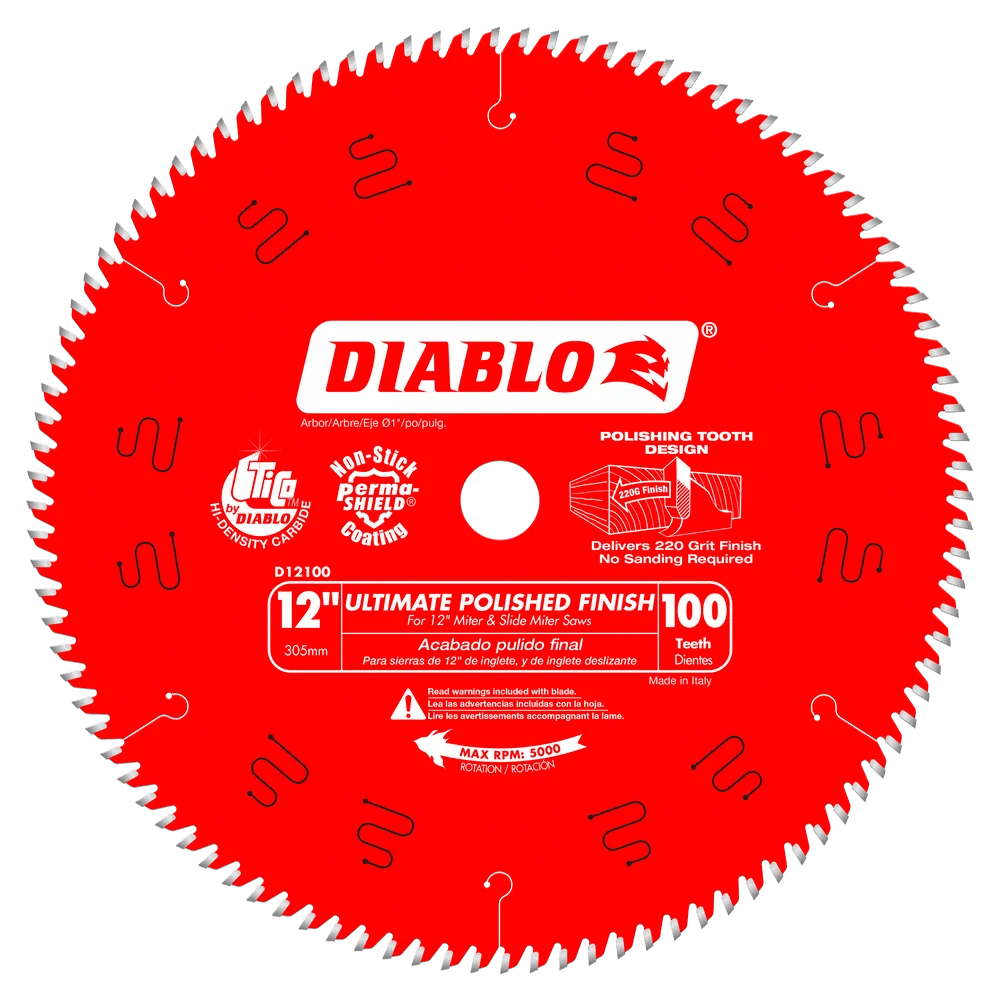 Diablo - Lame de scie à bois Ultimate Polished Finish 100 dents 12"