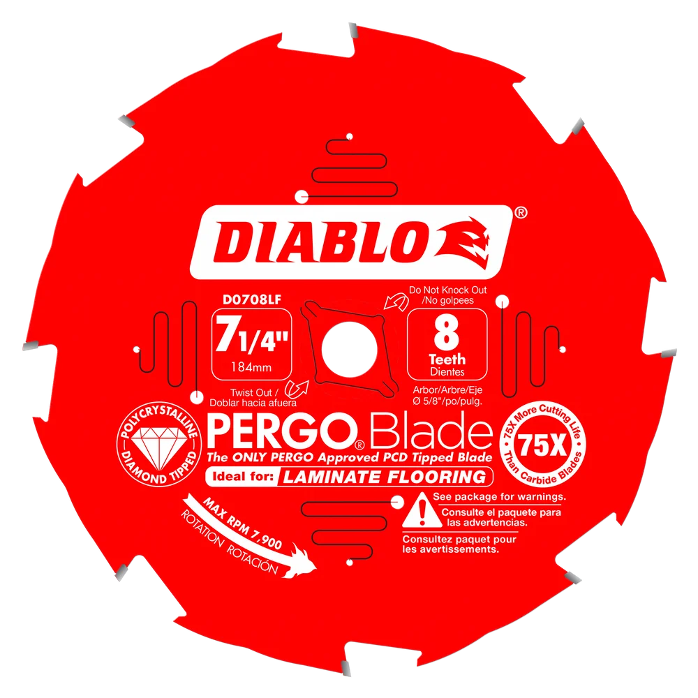 Diablo - Lame de scie circulaire PergoBlade 8 dents pour planchers flottants 7-1/4"
