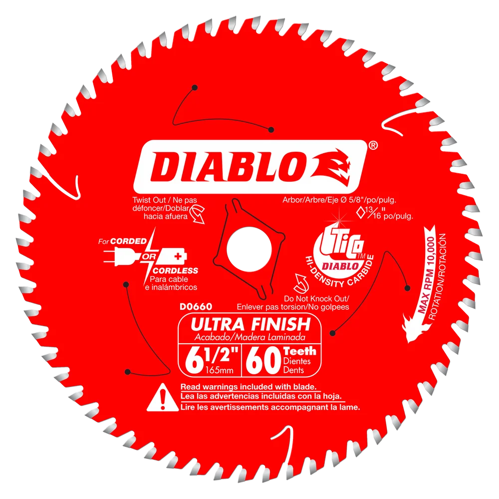 Diablo - Lame de scie circulaire Ultra Finish 60 dents 6-1/2"