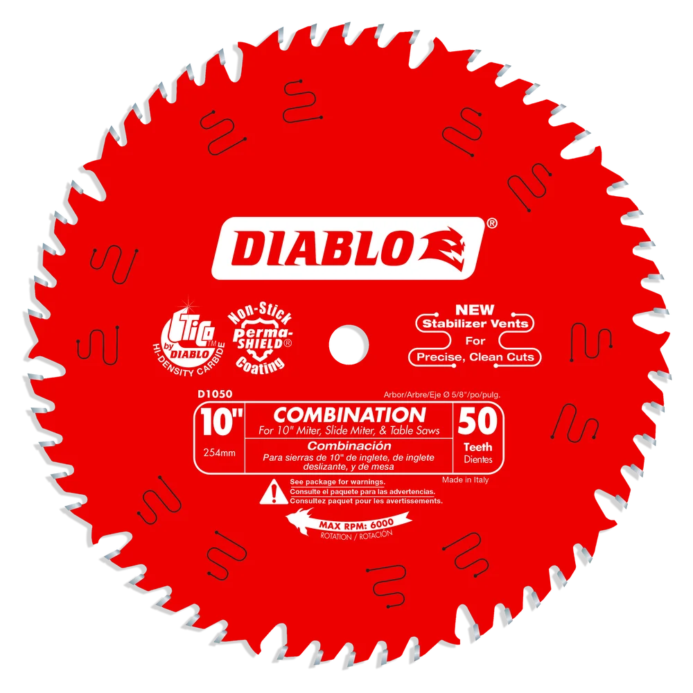 Diablo - Lame de scie combinée 50 dents pour les scies à onglet, les scies à onglet à glissière et les scies de table 10"