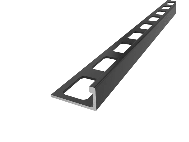 Diaplas - 3/8" (10 mm) x 8' - Moulure en L décorative pour bordure de céramique Économique aluminium anodisé noir ||EC-555-10 - Ceramed