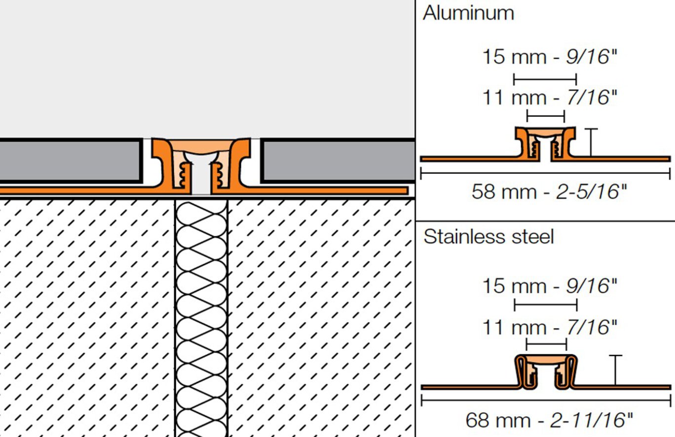 Schluter - Dilex-Ksn 5/8 Ss W/ 7/16 Joint Sand PBL ||EKSN160SP