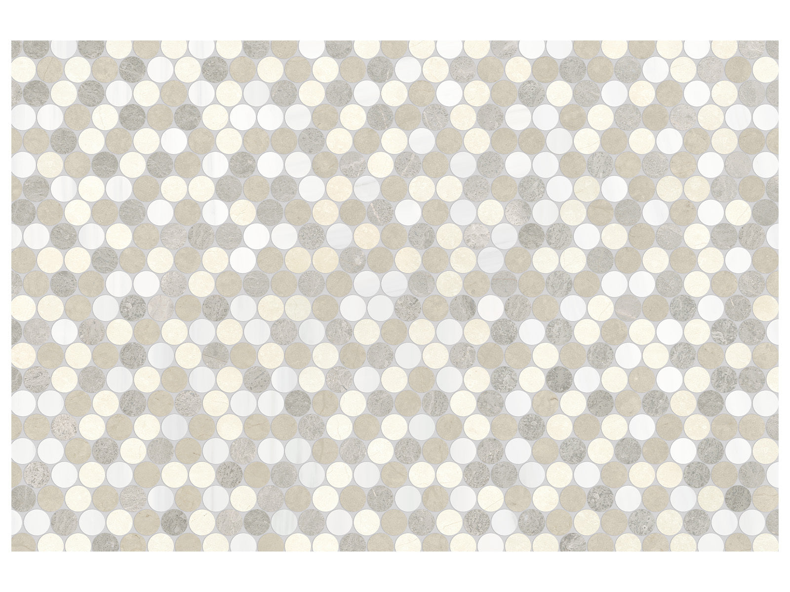 Anatolia - Utopio - Dune - Mosaïque Pennyround en pierre naturelle adoucie 28,2 x 32,7 cm (11,1 x 12,87 po)