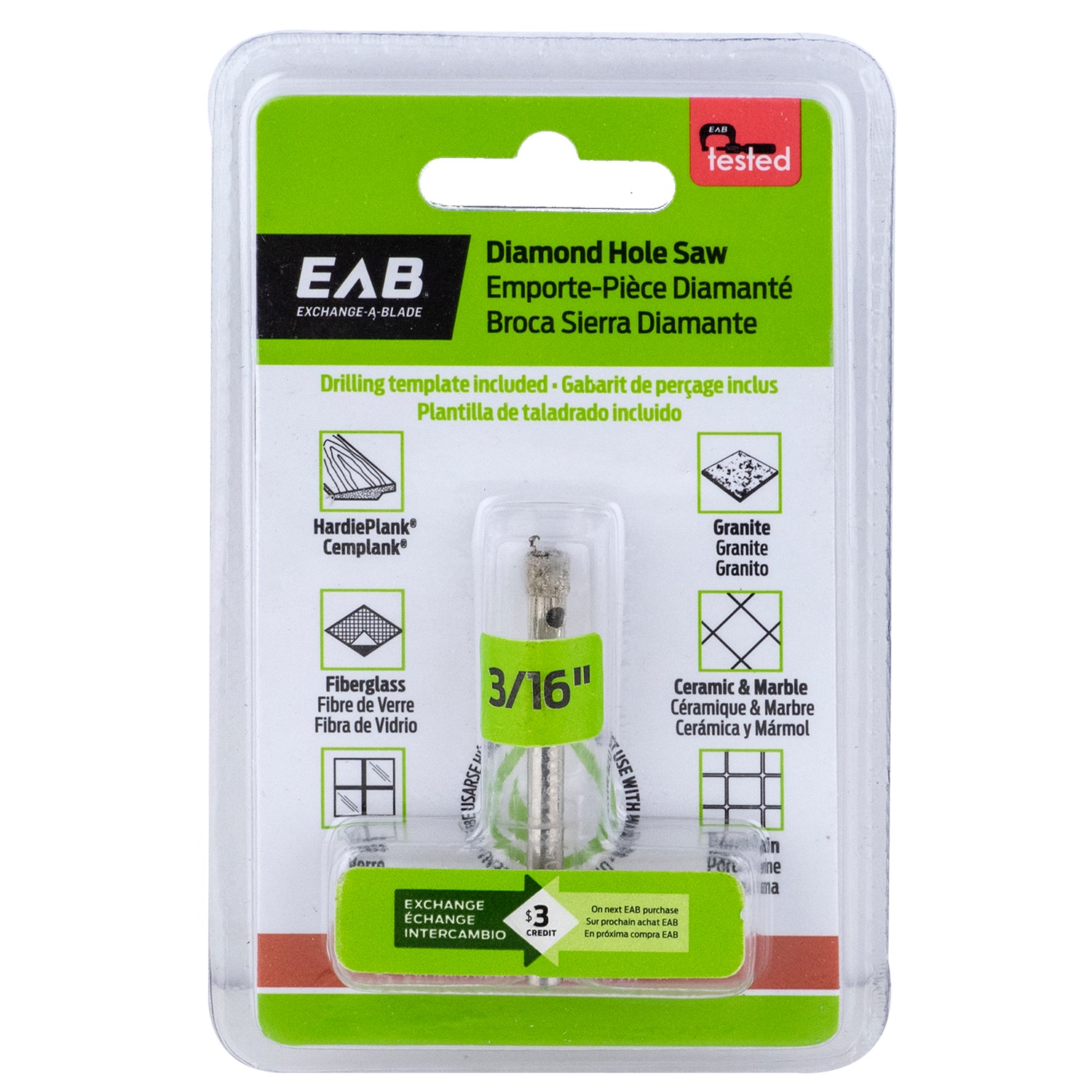 EAB - Scie emporte-piéce diamantée 3/16"