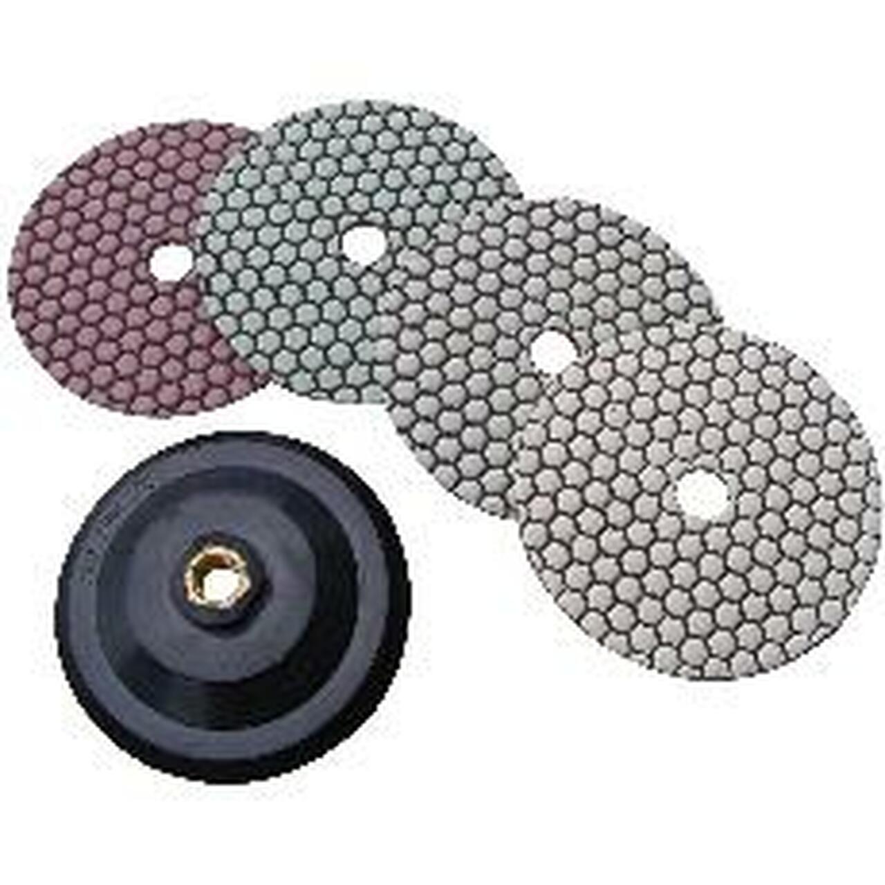 Troxell - Ensemble de Pads de polissage 4" avec fixation - Grain 100-200-400-800