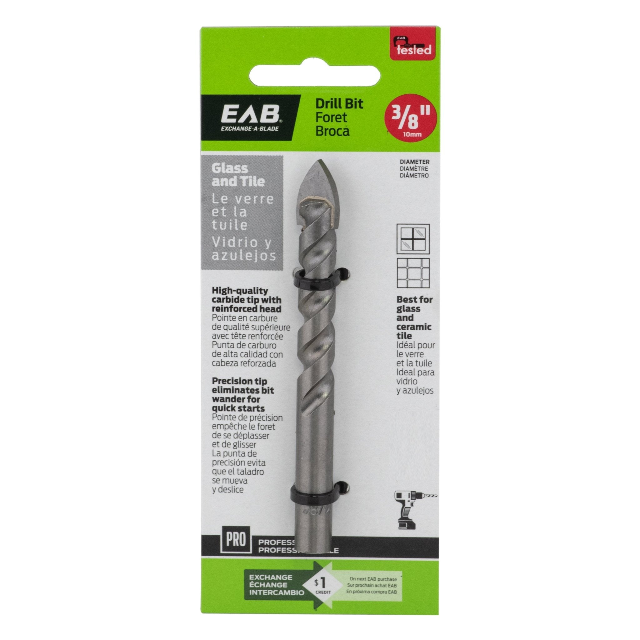 EAB - Foret pour verre & tuile professionnel 3/8"