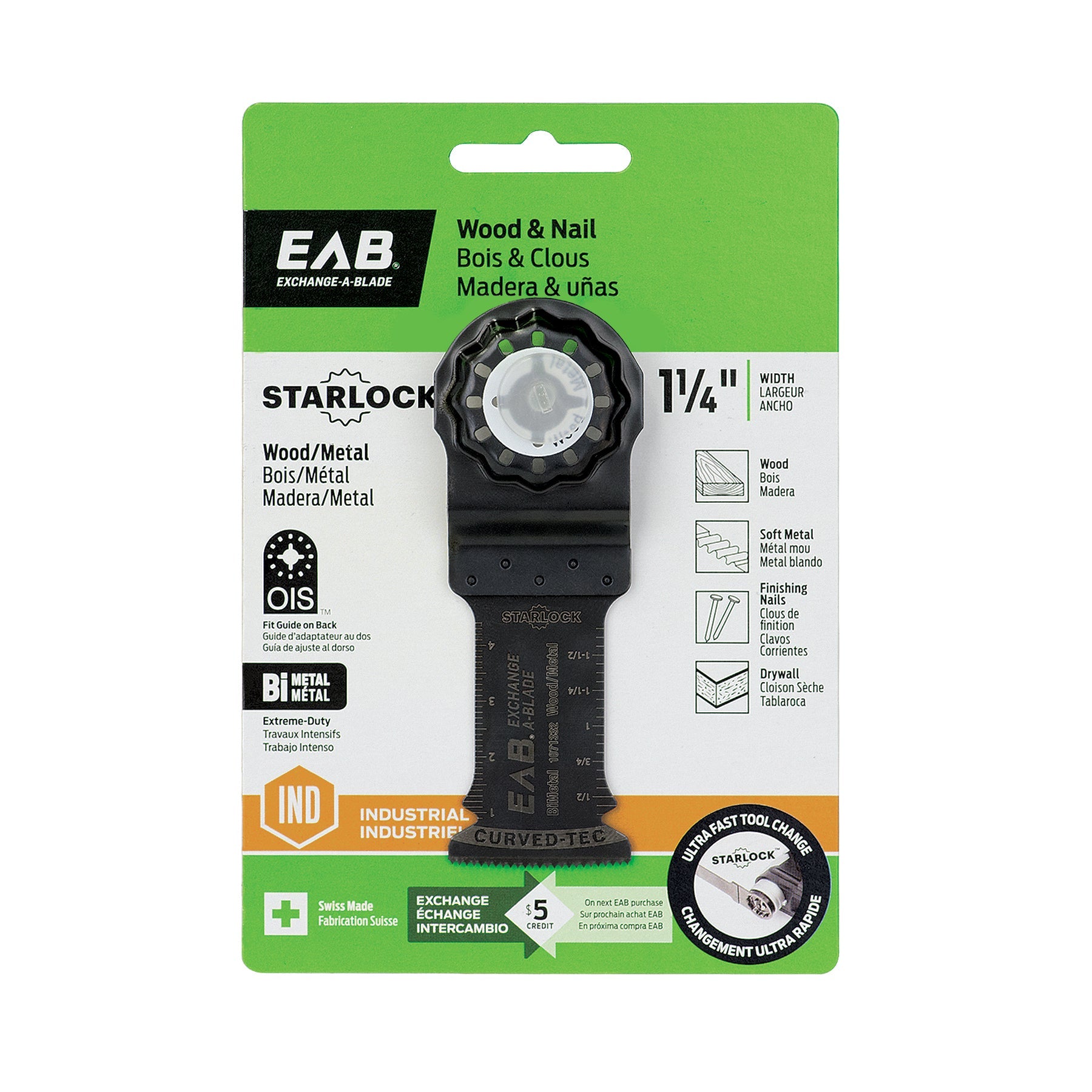 EAB - Lame bimétal Starlock industriel pour coupe à ras de bois et métal 1-1/4"