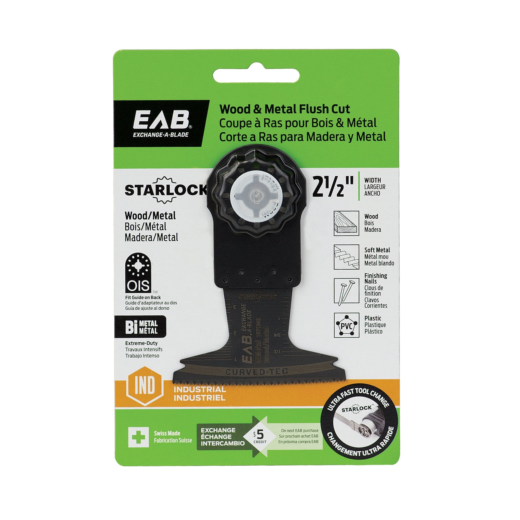 EAB - Lame bimétal Starlock industriel pour coupe à ras de bois et métal 2-1/2"