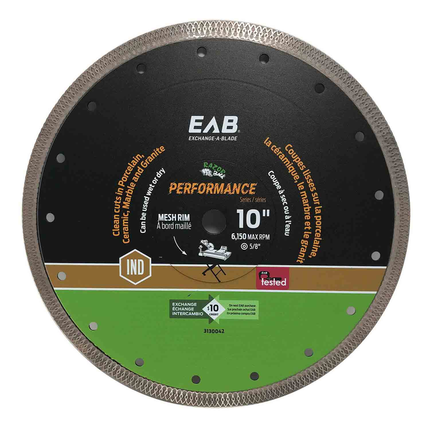EAB - Lame diamantée maillée industrielle 10"