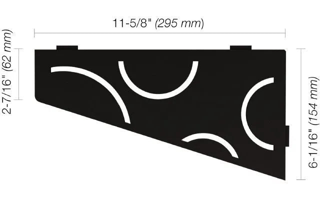 SES3D6MGS - Schluter SHELF-E Curve model quadrilateral corner shelf - matte black aluminum