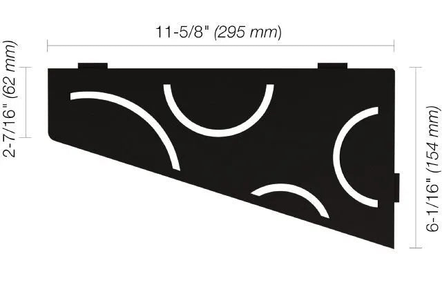 Schluter SHELF-E Étagère de coin quadrilaterale modèle Curve - aluminium noir mat ||SES3D6MGS