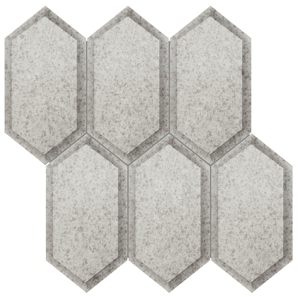 Anatolia - Mosaïque de miroirs Obsidian Antique Silver biseauté cristal hexagone 12" x 12"