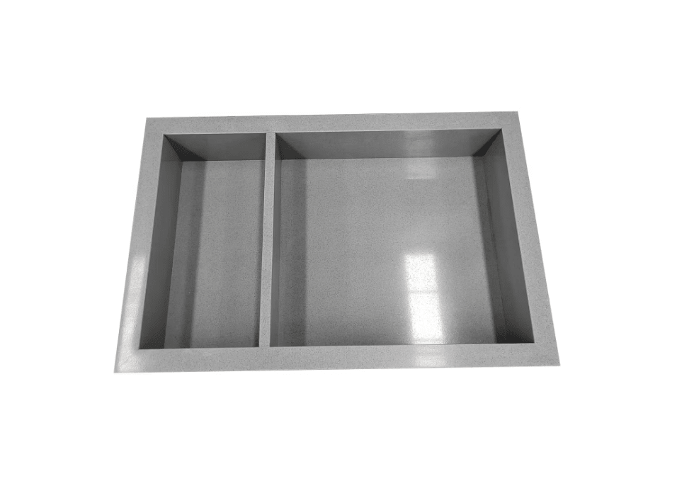 Fusion - Atlantic Grey 16" x 24" - Niche de douche avec tablette en pierre artificielle ||SNDGR-MS - Ceramed