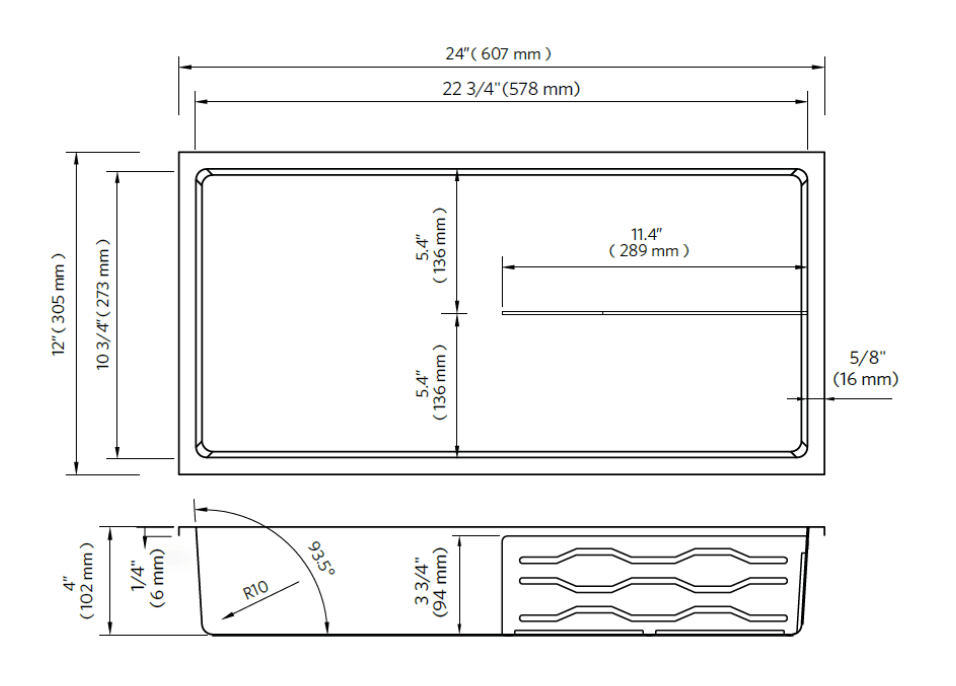 Fusion - Nano 12" x 24" - Niche de douche avec demi tablette acier inoxydable ||PRO1224THGS - Ceramed
