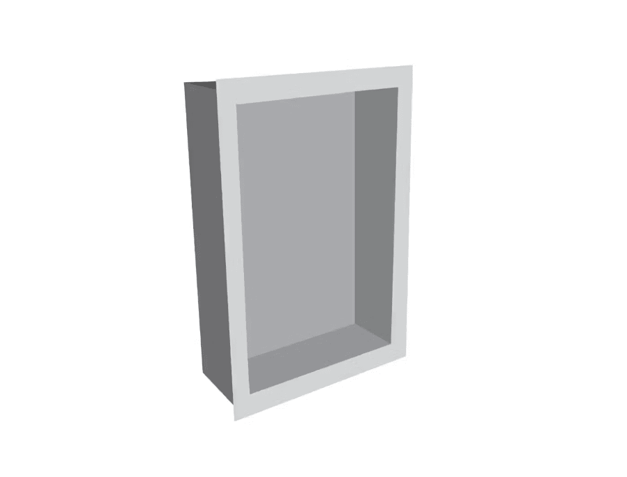 Fusion - Super White 16" x 24" - Niche de douche à cadre carré sans tablette en pierre artificielle ||SNSW-SQ - Ceramed