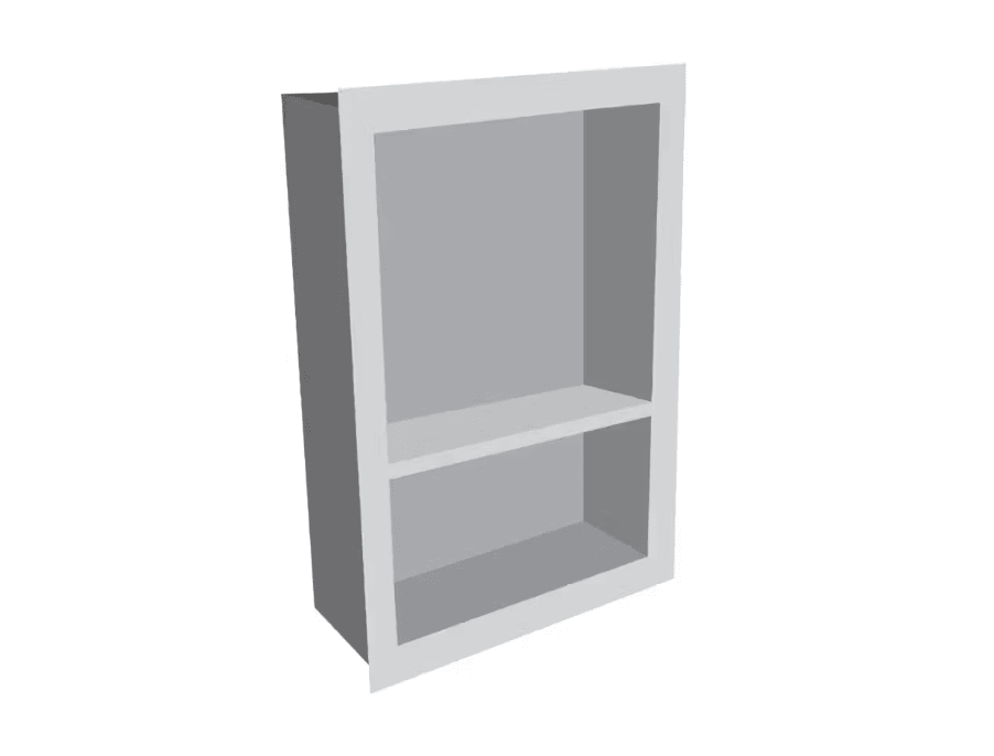 Fusion - Super White 16" x 24" - Niche de douche avec tablette en pierre artificielle ||SNSW-MS - Ceramed