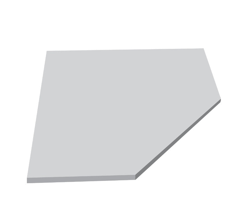 Fusion - Tablette de douche de coin en forme de diamant en Quartz Polished Moonstone Grey 10" x 10" - 15 mm