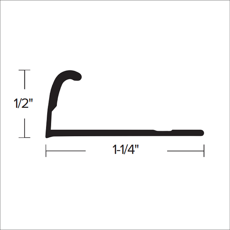 Futura Transitions - Aggripeur de tapis sans dent CM 201 en Aluminium noir martelé 1/2" (12.7 mm) x 1-1/4" x 12'