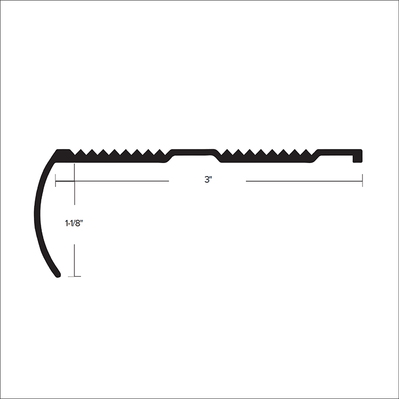 Futura Transitions - Nez de marche commercial en aluminium anodisé poli argenté 1-1/8" (28.6 mm) x 3" x 12'