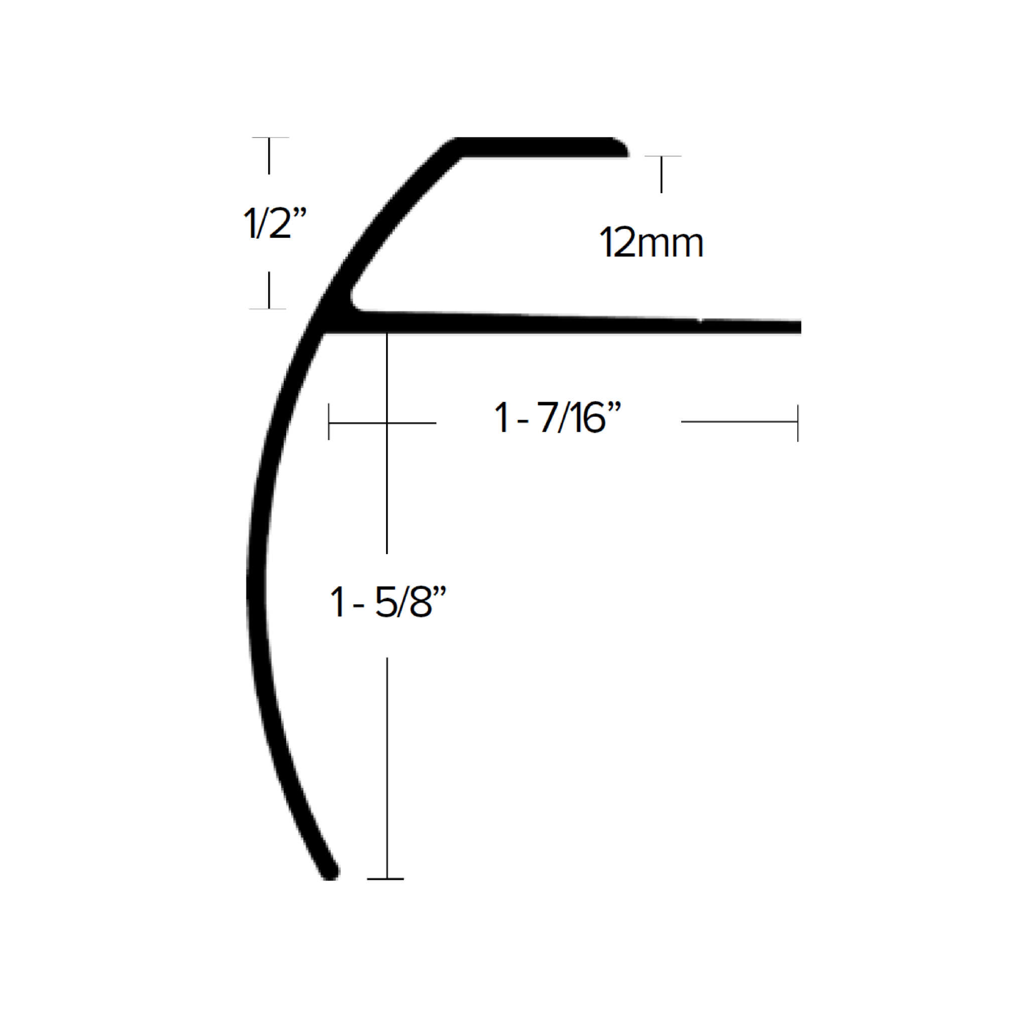 Futura Transitions - Nez d'escalier pour vinyle LVT 622 en Aluminium noir gravé 1/2" (12 mm) x 17/16" x 12'
