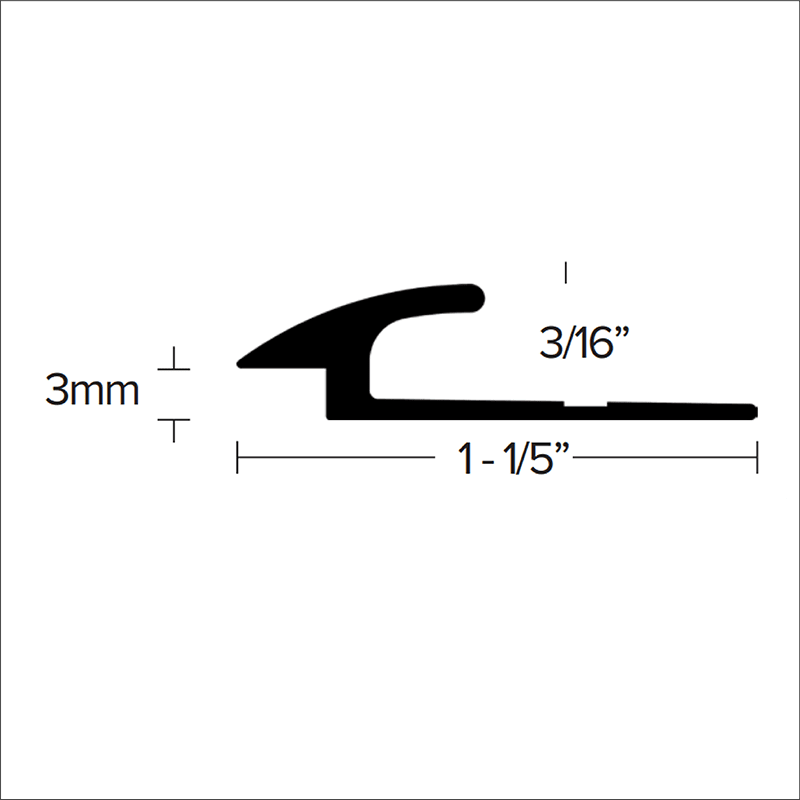Futura Transitions - Réducteur pour tapis LVT 131 en aluminium bronze gravé - du tapis 3/16" (5 mm) au LVT 1/8" (3 mm) x 1-3/16" x 12'