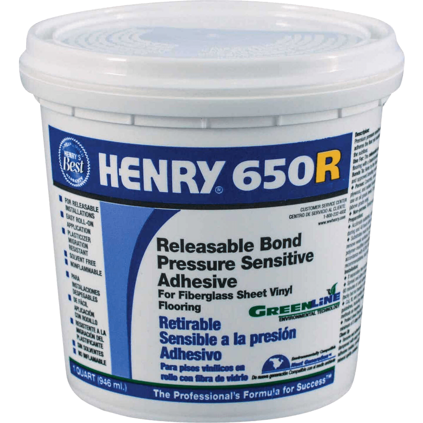 Henry - 650-R Adhésif sensible à la pression à liaison détachable - 946 mL