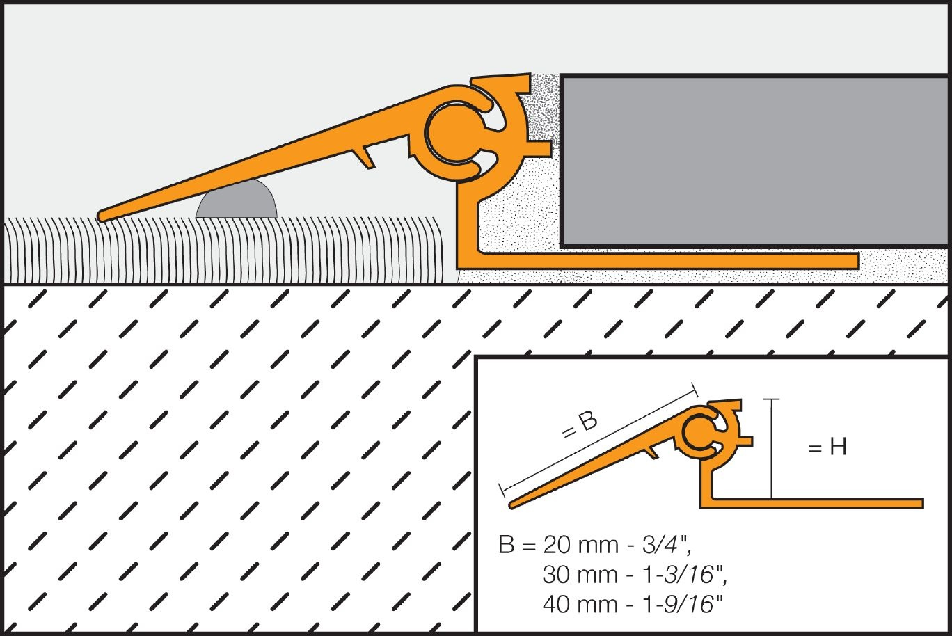 Schluter - RENO-V Profilé réducteur - aluminium anodizé mat 1-3/16" x 8' 2-1/2" x 1/2" (12.5 mm) ||AEVT125B30