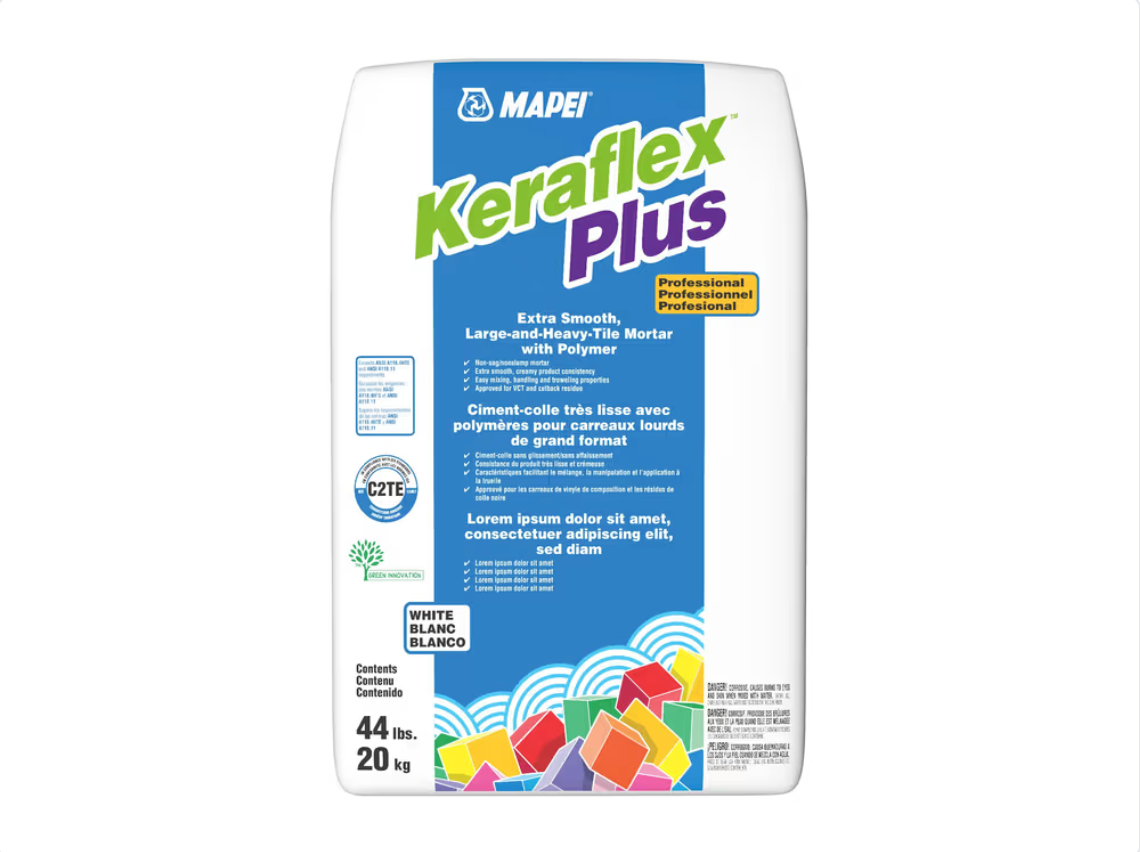 Mapei Keraflex Plus - White 44 lb - Very smooth mortar for large format heavy tiles