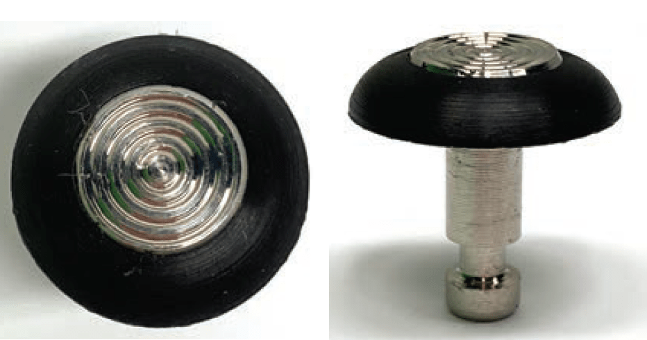 Kinesik - Advantage Unique Dômes tronqués individuels à motif de cercles concentriques noir carborundum avec centre Acier inoxydable 7/8"