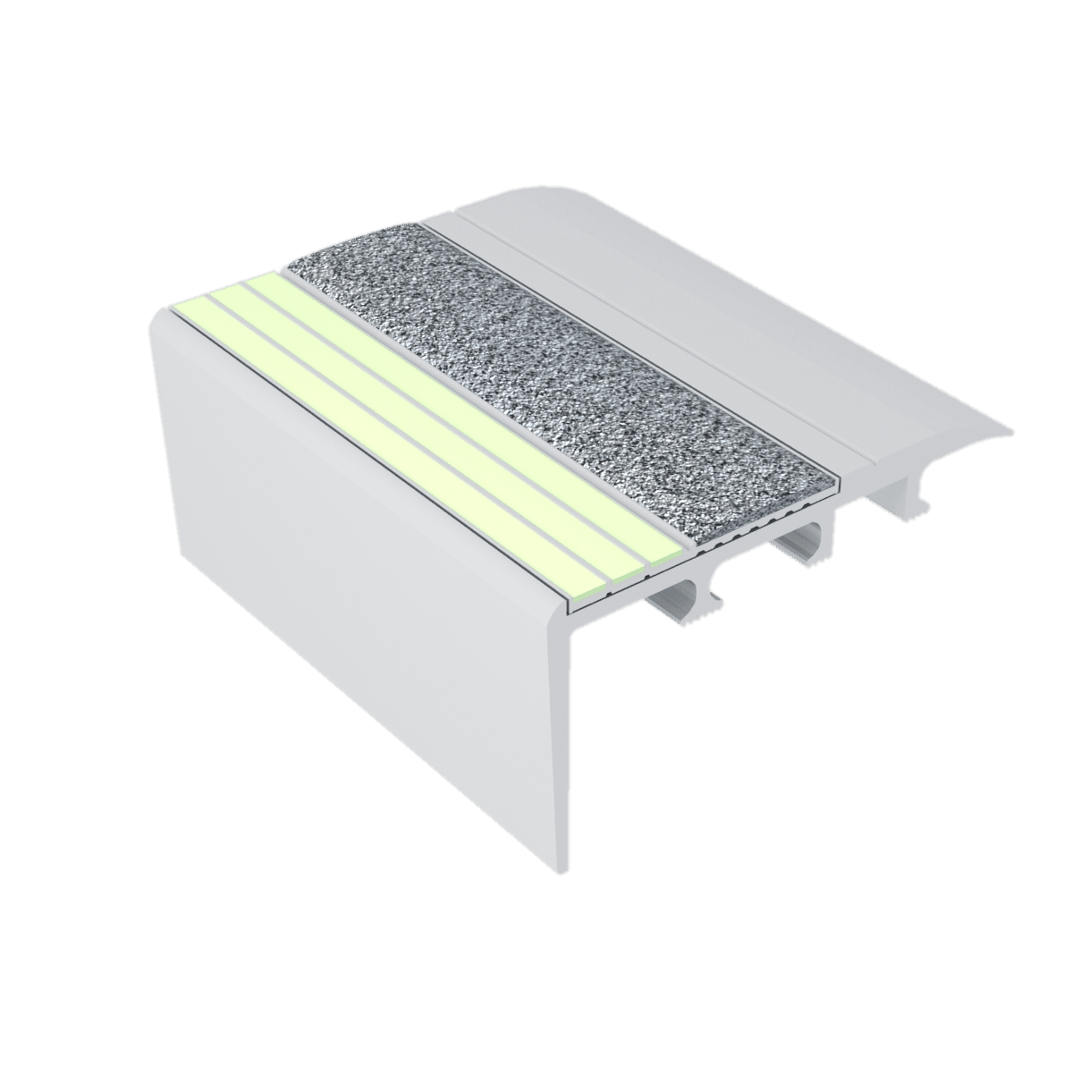 Kinesik - Ecoglo C4-E20 Nez de marche photoluminescent pour tapis avec bande antidérapante grise 2.7" (vendu en pied linéaire)