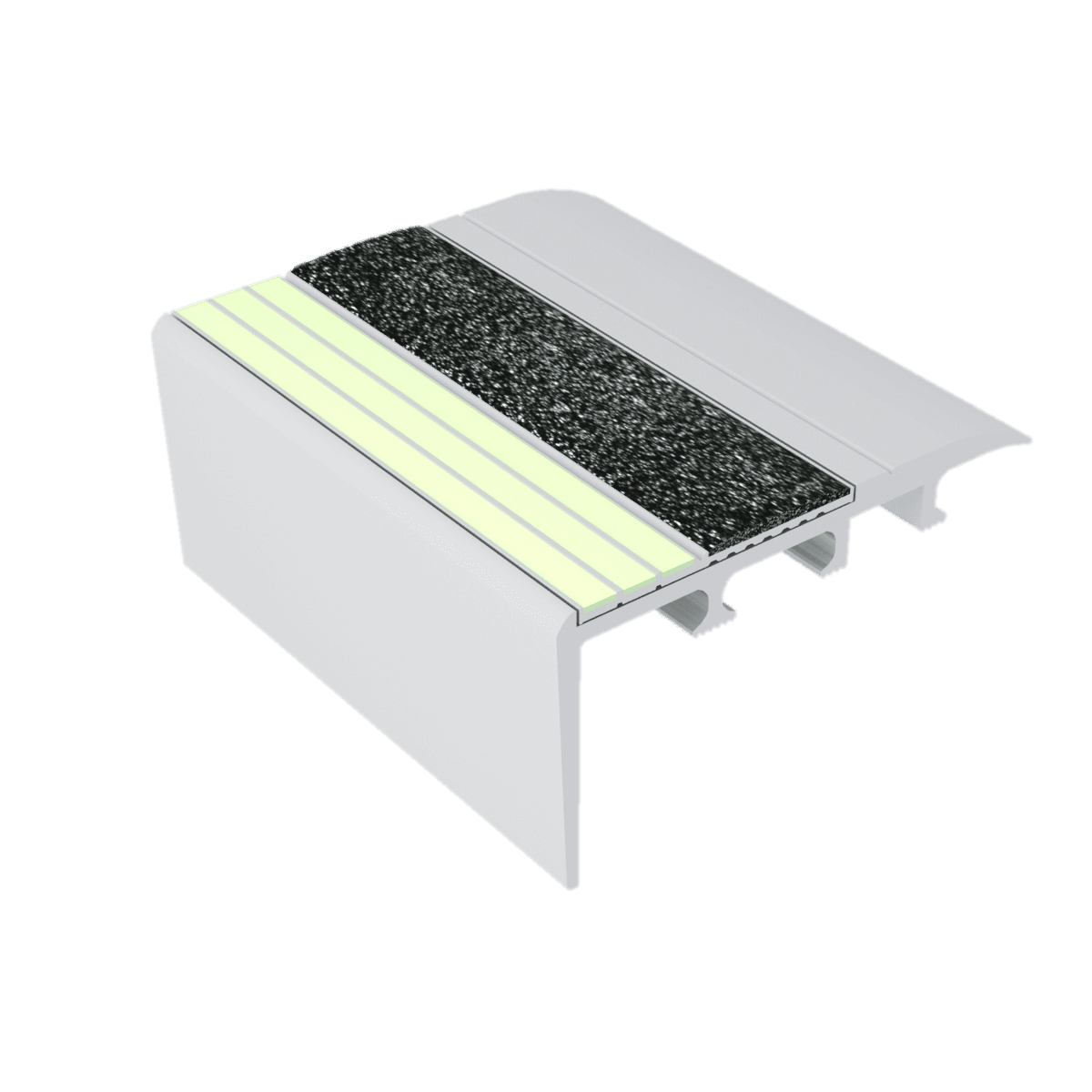 Kinesik - Ecoglo C4-E20 Nez de marche photoluminescent pour tapis avec bande antidérapante noire 2.7" (vendu en pied linéaire)