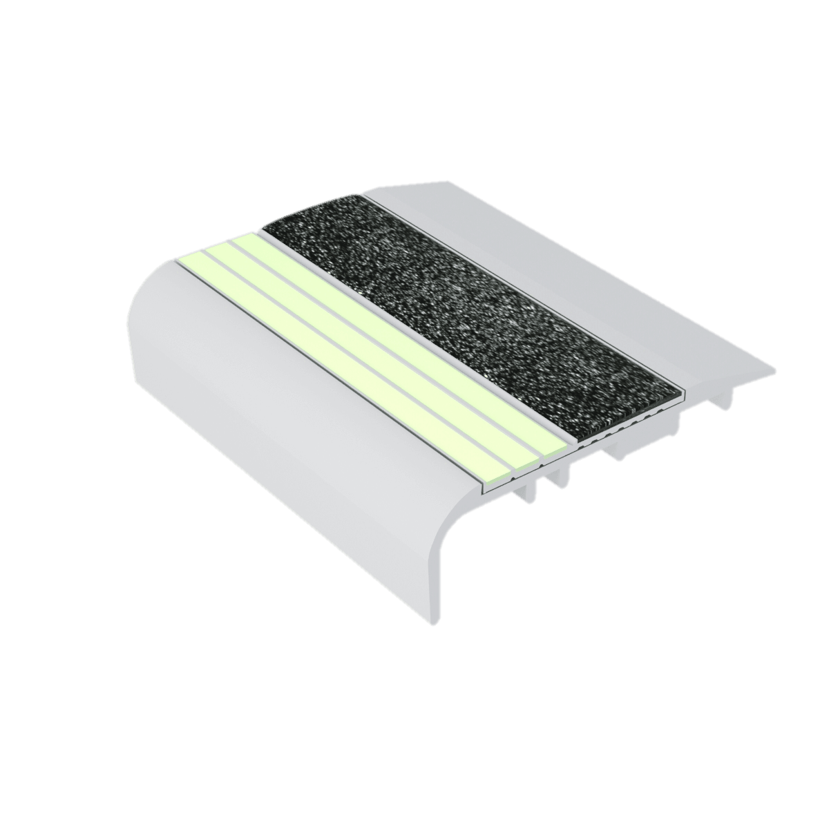 Kinesik - Ecoglo C5-E20 Photoluminescent Carpet Stair Nosing with Black Anti-Slip Strip 2.6" (vendu en pied linéaire)