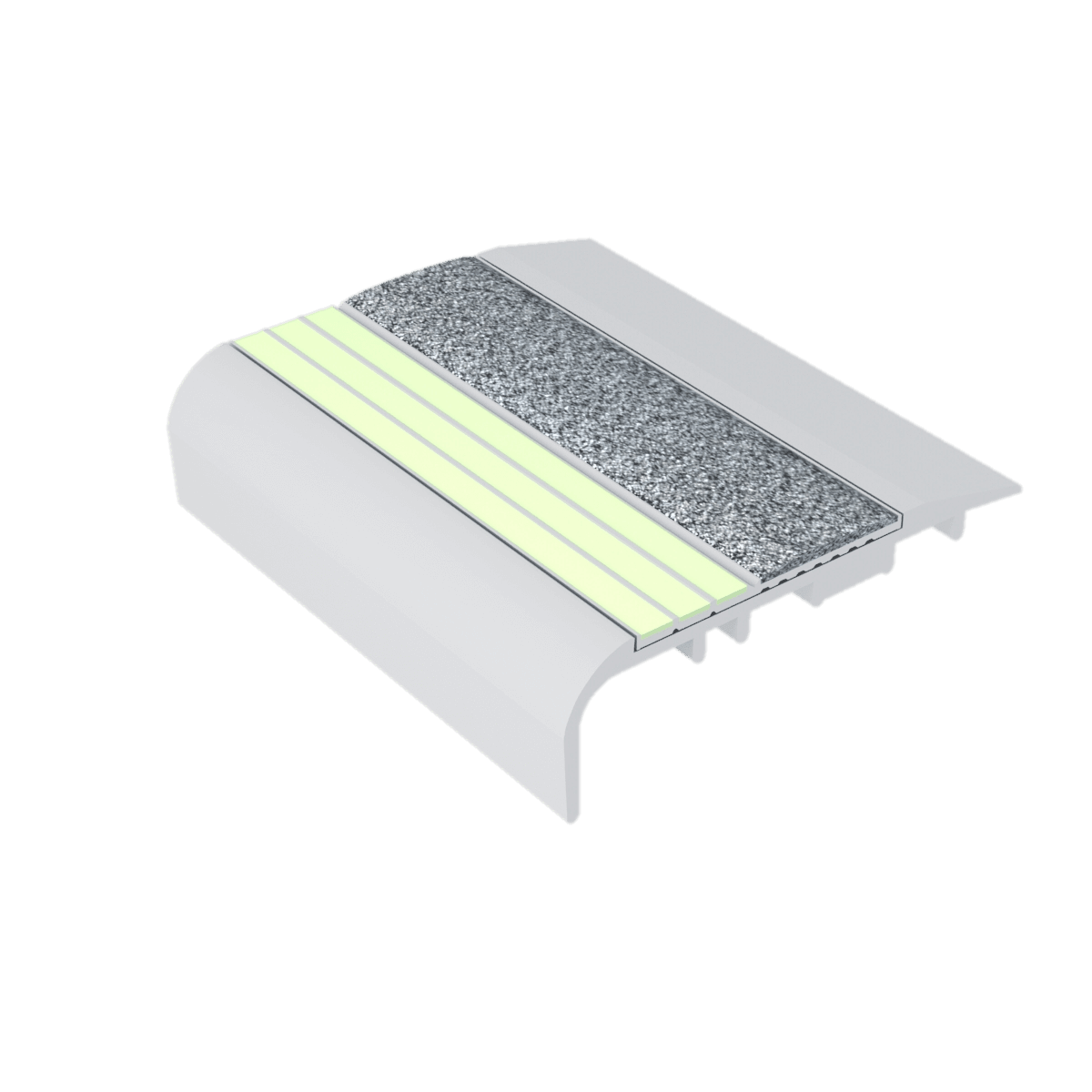 Kinesik - Ecoglo C5-E20 Photoluminescent Carpet Stair Nosing with Grey Anti-Slip Strip 2.6" (vendu en pied linéaire)