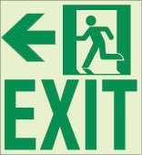 Kinesik - Ecoglo Enseigne murale de parcours d'évacuation aluminium "EXIT TO THE LEFT" 8.4" x 8.89"