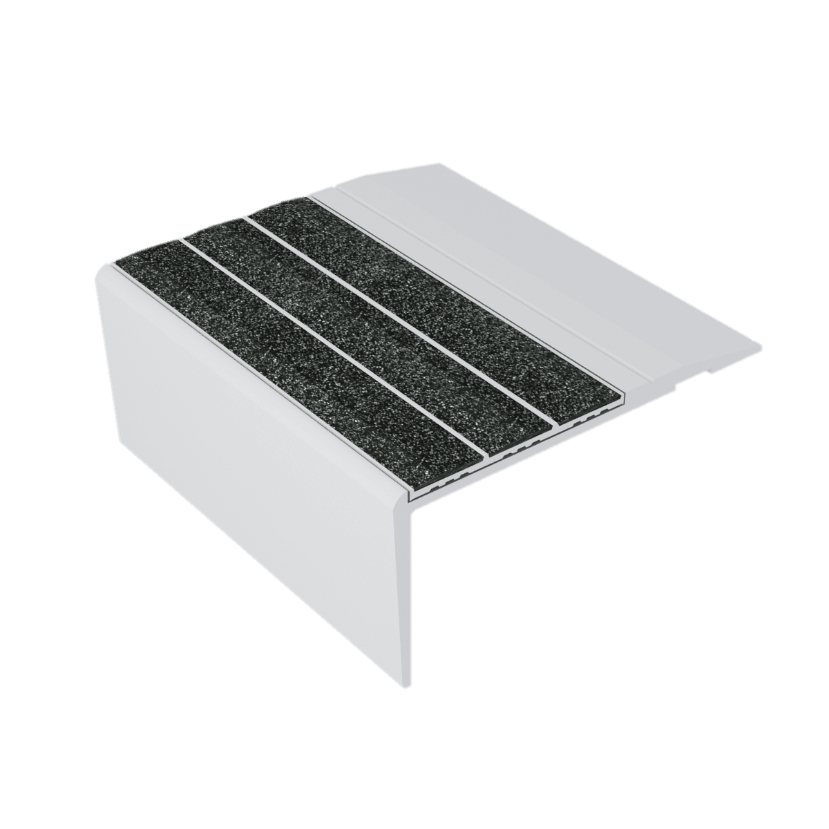 Kinesik - Ecoglo F4-N20 Flat Stair Nosing with Black Anti-Slip Strips 2.7" (vendu en pied linéaire)
