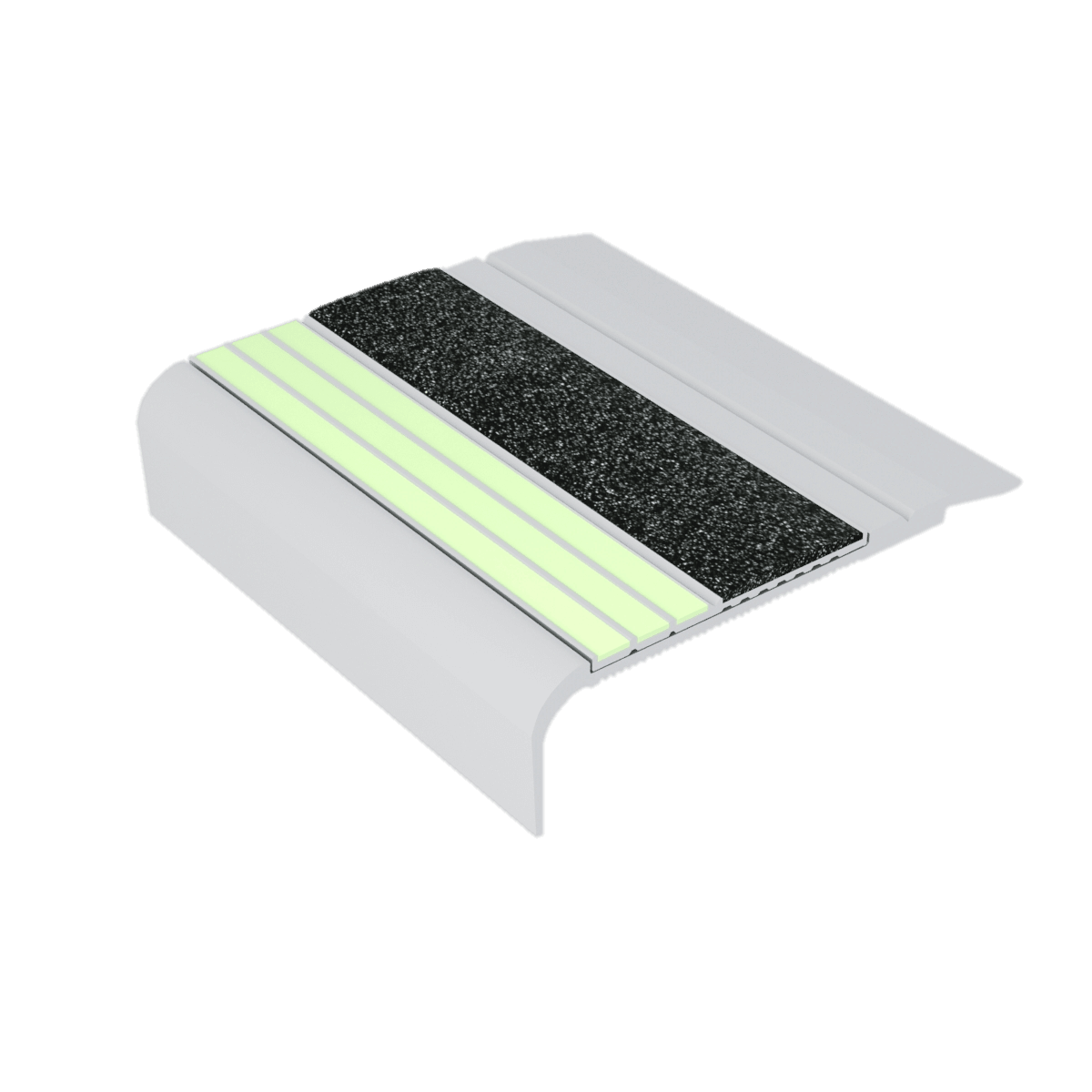 Kinesik - Ecoglo F5-E20 Nez de marche photoluminescent à angle droit avec bande antidérapante noires 2.7" (vendu en pied linéaire)
