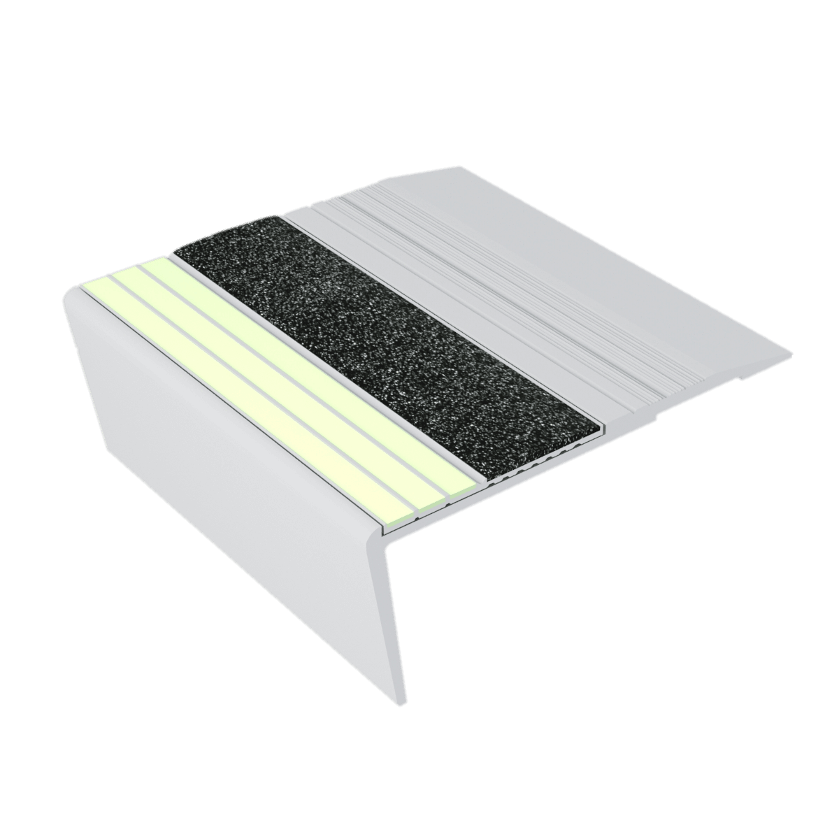 Kinesik - Ecoglo F6-E20 Nez de marche photoluminescent à angle droit avec bande antidérapante noire 3.1" (vendu en pied linéaire)
