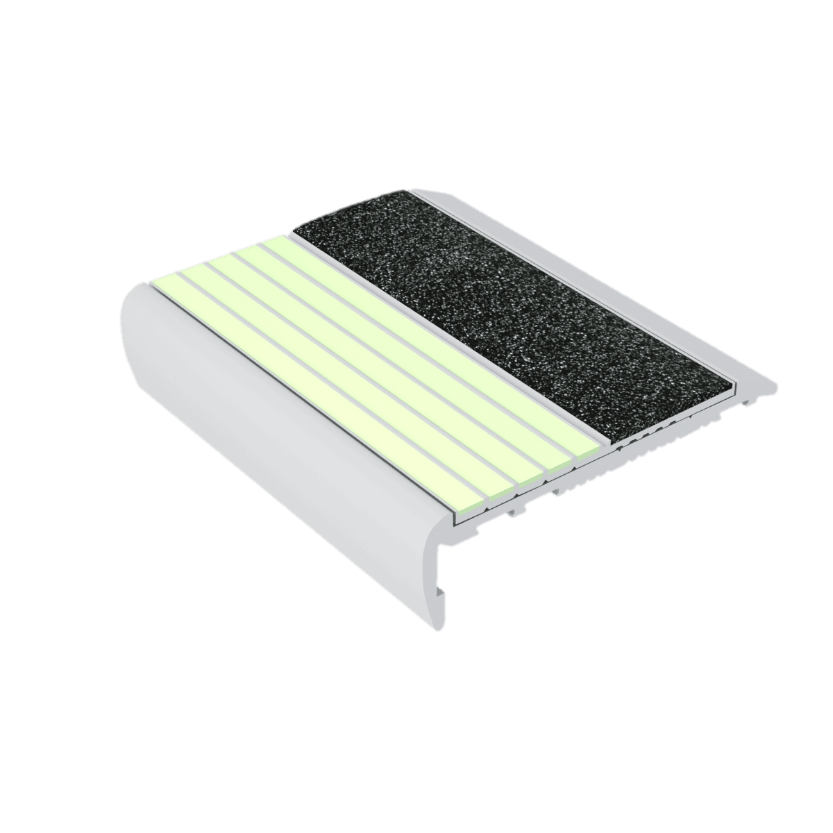 Kinesik - Ecoglo F7-E40 Photoluminescent Flat Stair Nosing with Black Anti-Slip Strip 2.6" (vendu en pied linéaire)