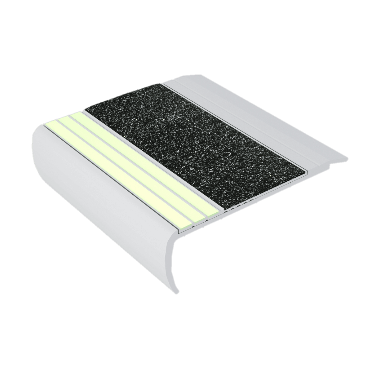 Kinesik - Ecoglo F8-E30 Flat Stair Nosing with Black Anti-Slip Strips 3" (vendu en pied linéaire)