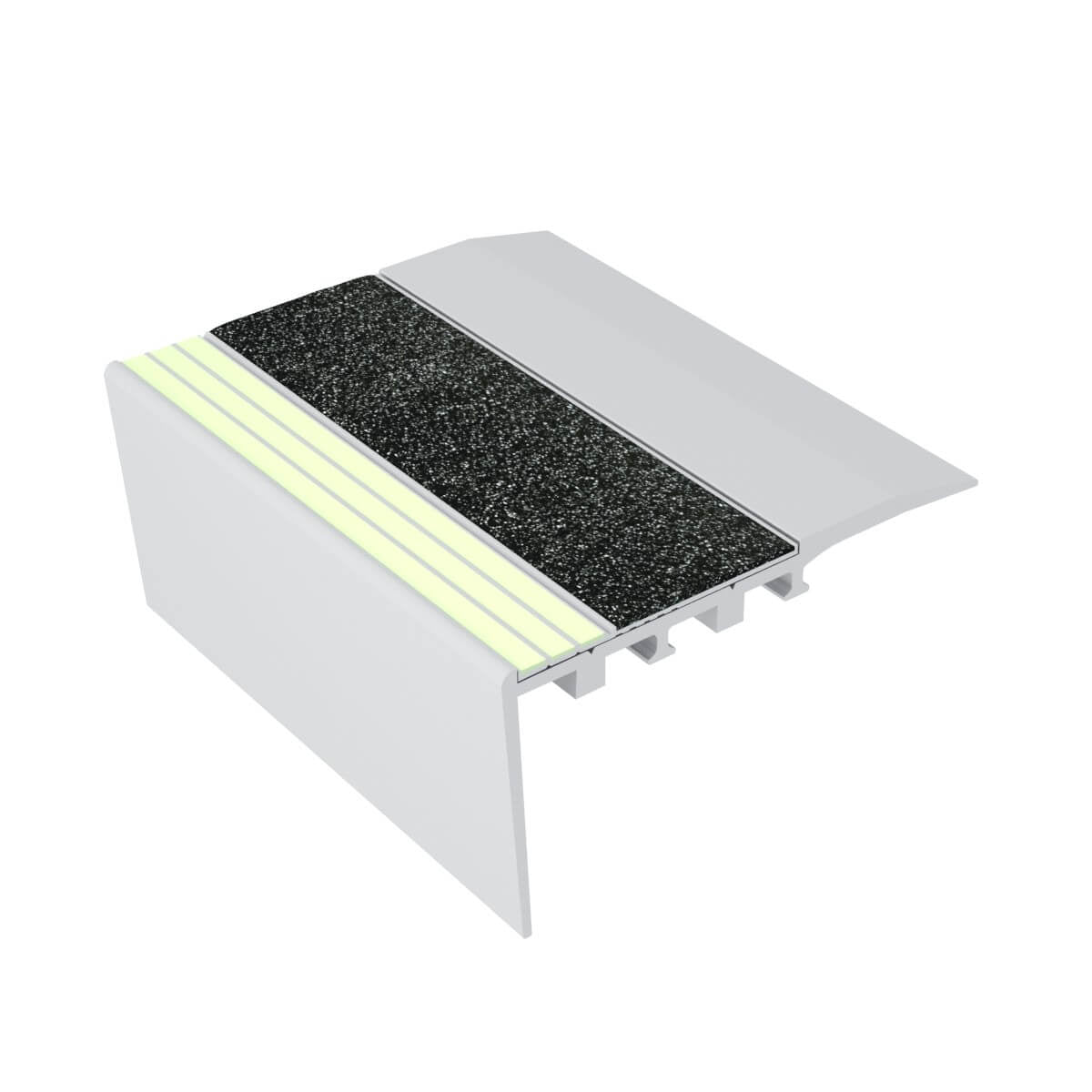 Kinesik - Ecoglo RC4-E30 Nez de marche photoluminescent pour tapis avec bande antidérapante grise 3.5" (vendu en pied linéaire)