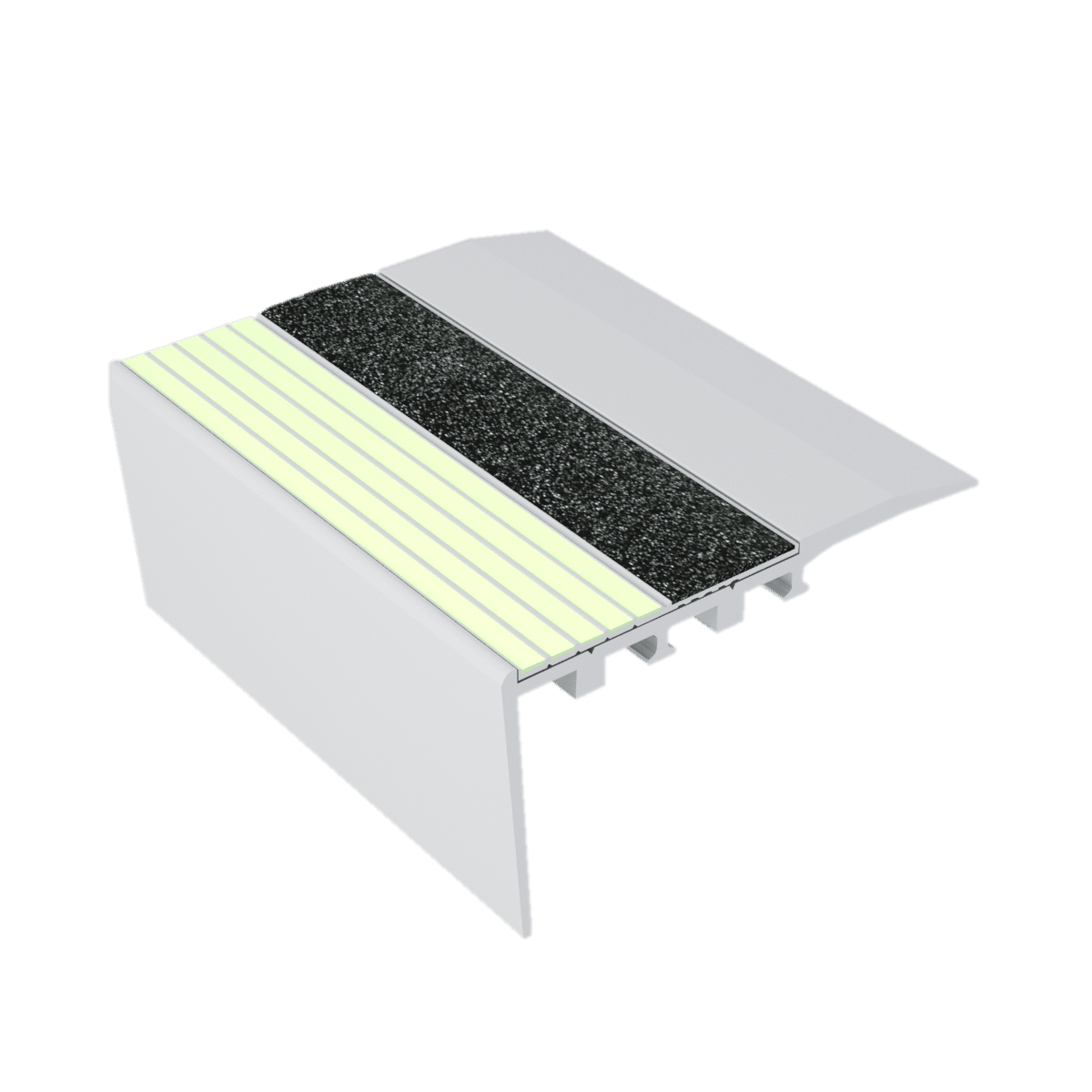 Kinesik - Ecoglo RC4-E40 Nez de marche photoluminescent pour tapis avec bande antidérapante grise 3.5" (vendu en pied linéaire)